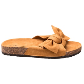 Renda Bekväma tofflor med rosett brun