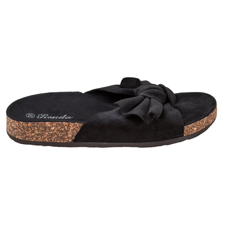 Renda Bekväma tofflor med rosett svart