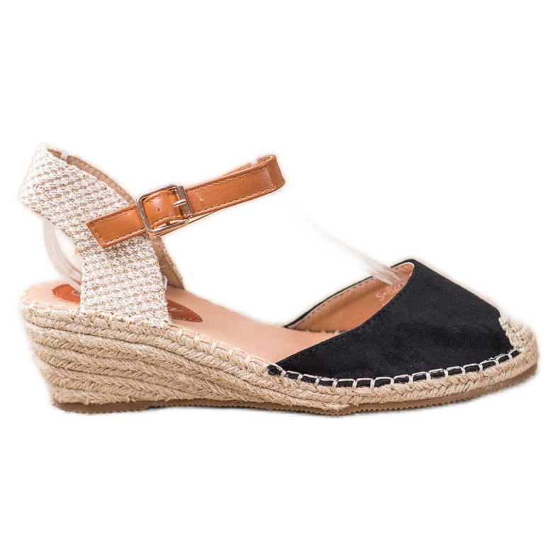 Renda Espadrilles med en upptäckt klack svart