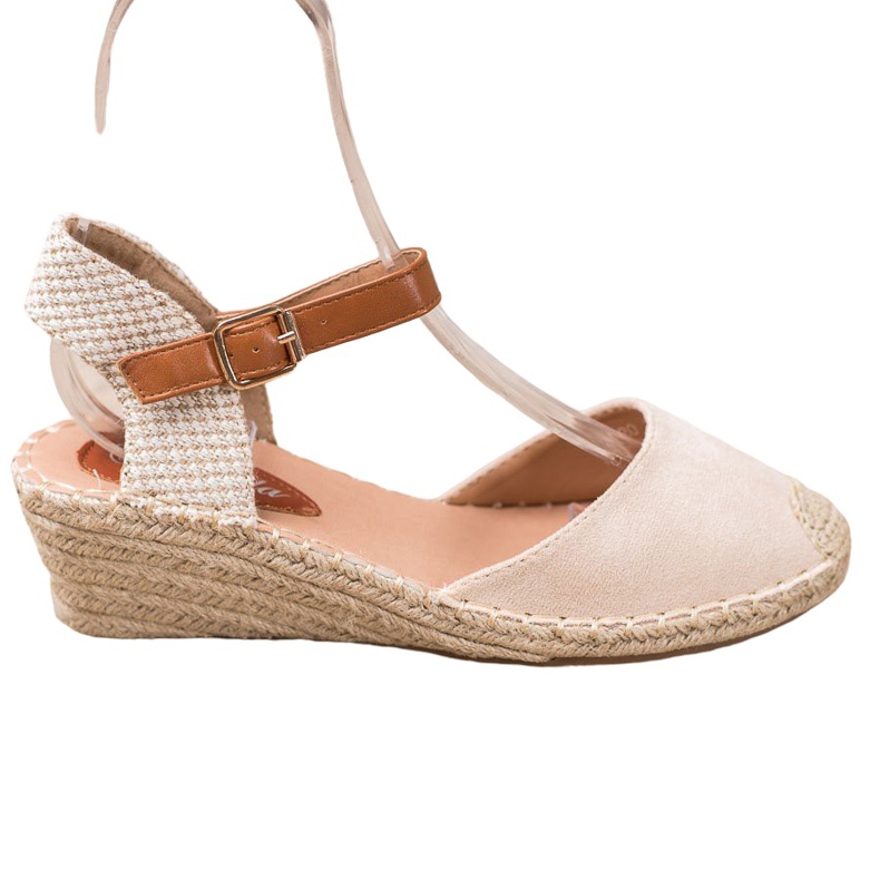 Renda Espadrilles med en upptäckt klack brun