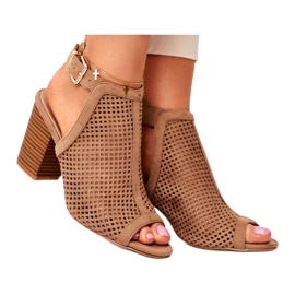 Bellucci Kvinnors genombrutna stövlar Peep Toe Beige Paradise