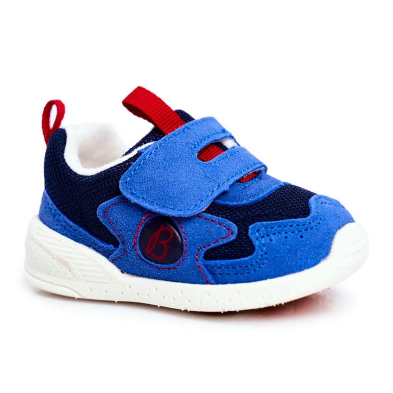 Apawwa Sportbarnskor med kardborre mocka Marinblå Malbred