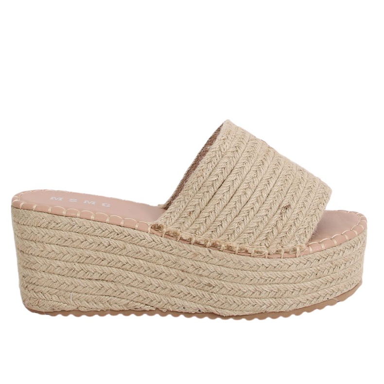 Beige espadrilles wedge tofflor LL909 Beige