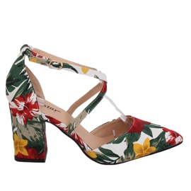 Blommiga pumps NC950 Vit mångfärgad