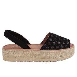 Svart WH931 Svarta sandaler med espadriller