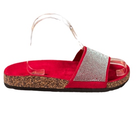 Bona Tofflor Med Cubic Zirconia röd