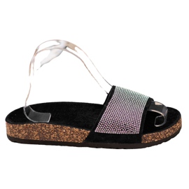 Bona Tofflor Med Cubic Zirconia svart