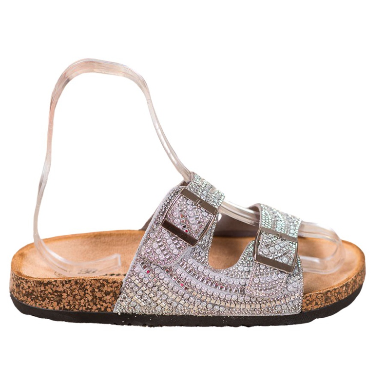 Bona Snygga tofflor med spänne grå