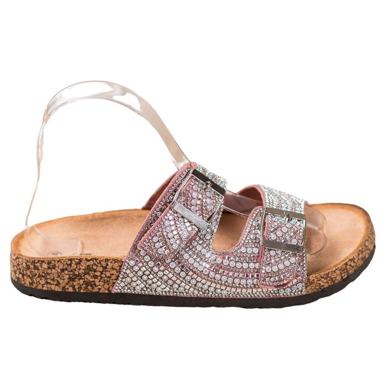 Bona Snygga tofflor med spänne rosa