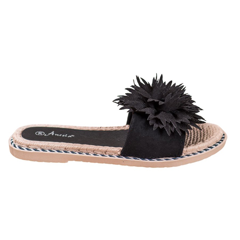 Anesia Paris Snygga tofflor med prydnad svart