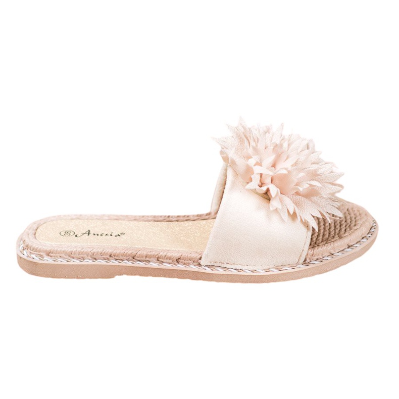 Anesia Paris Snygga tofflor med prydnad beige