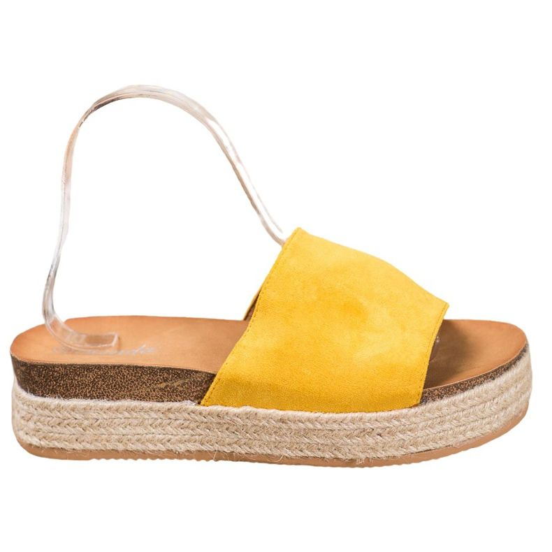 Renda Mocka tofflor på plattformen gul