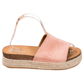 Renda Mocka tofflor på plattformen rosa