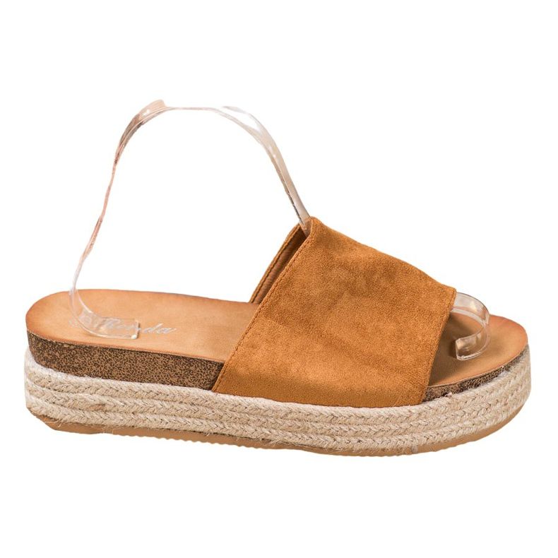 Renda Mocka tofflor på plattformen brun