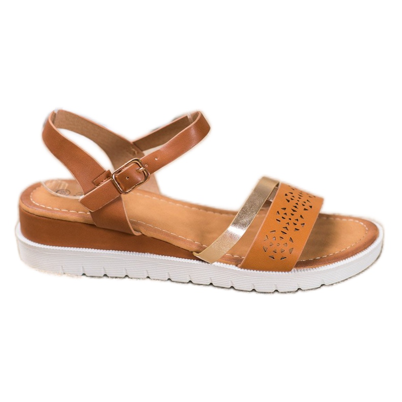 Renda Sandaler med kil och ekoläder brun