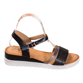 Renda Sandaler med kil och ekoläder svart