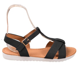 SHELOVET Svarta textilsandaler