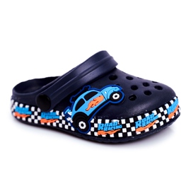 Giolan Barntofflor Foam Crocs Navy Blue Road Racing marinblå blå orange