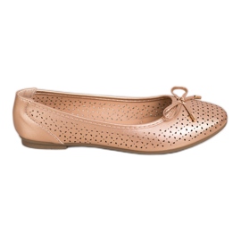 SHELOVET Openwork Ballerina med ekoläder gyllene