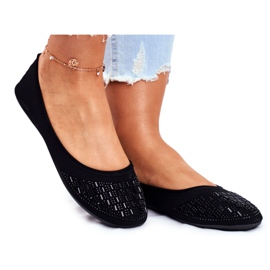 Le Scarpe Svarta ballerinor för kvinnor med Amantero cubic zirconia