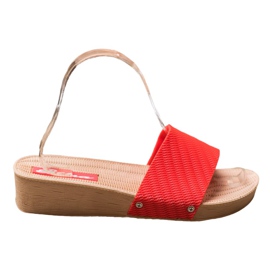 Bona Snygga tofflor på plattformen röd