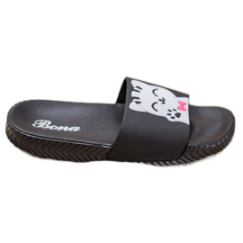 Bona Svarta tofflor med applikation