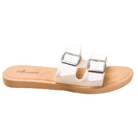 Bona Klassiska tofflor med spänne vit