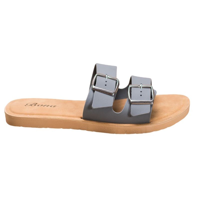 Bona Klassiska tofflor med spänne grå