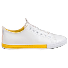 SHELOVET Sneakers med Eco Leather Nice vit gul