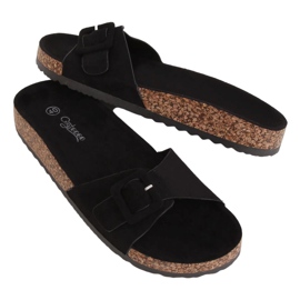 Svarta G-5026 tofflor i svart kork
