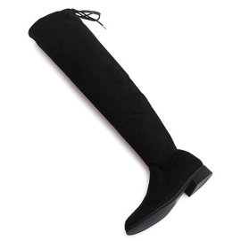 Stövlar med hög mocka Lycra 3037 svart vit