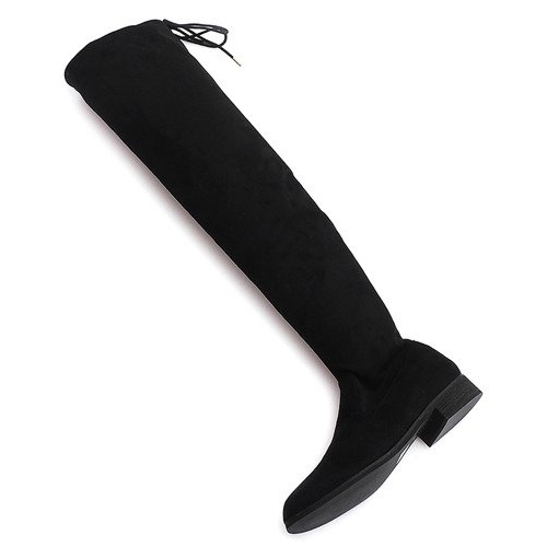 Stövlar med hög mocka Lycra 3037 svart vit