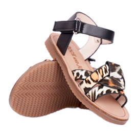 FRROCK Barnsandaler med kardborreband Panterka Mimi brun svart orange