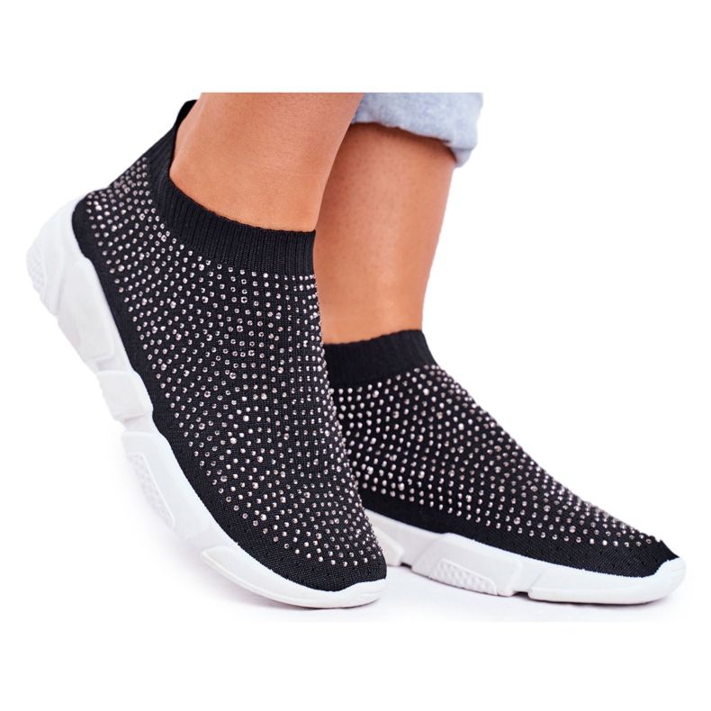 PS1 Dam Sport Slip-On skor svart med Cubic Zirconia Milodin