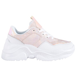 SHELOVET Eco Leather Sneakers vit mångfärgad rosa