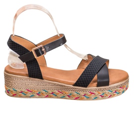 Small Swan Trendiga sandaler med ekoläder svart