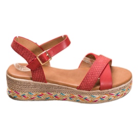 Small Swan Trendiga sandaler med ekoläder röd