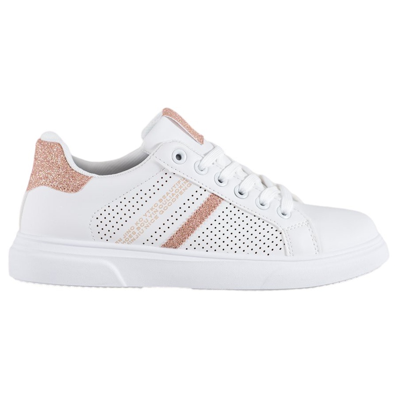 SHELOVET Openwork vita sneakers gul
