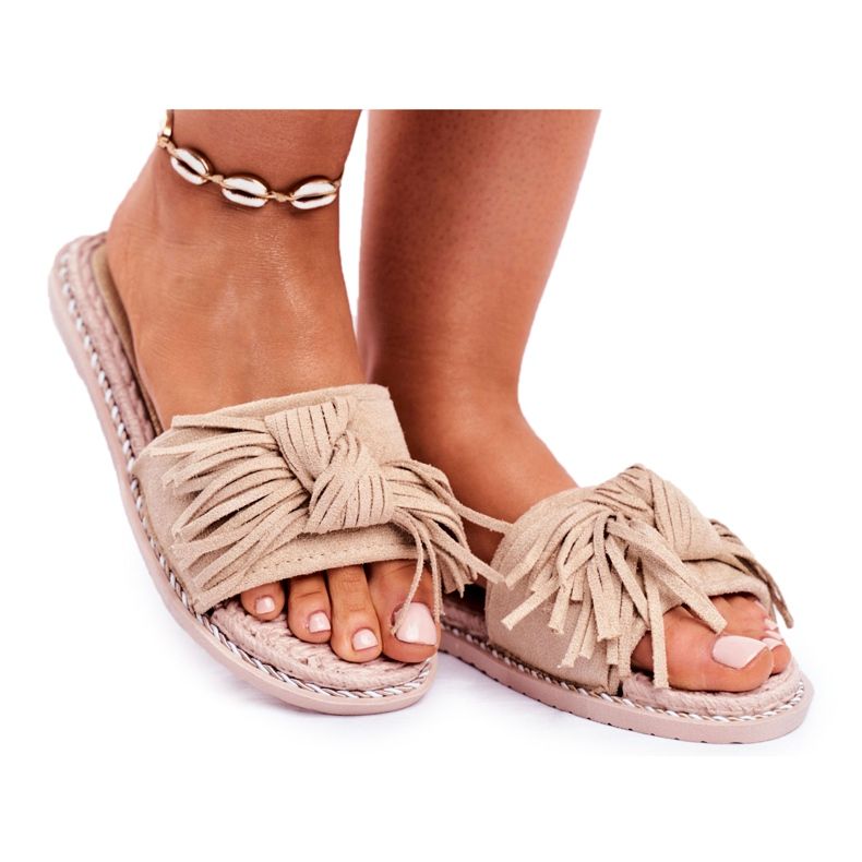 PS1 Beige tofflor för kvinnor med rosett Thailand