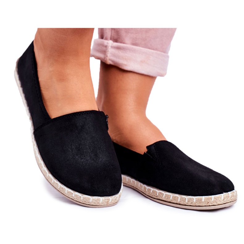 NEWS Svart Slip-On Espadrilles för kvinnor