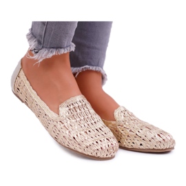 Ballerinor för kvinnor Lu Boo Flätad Golden 4Ever gyllene