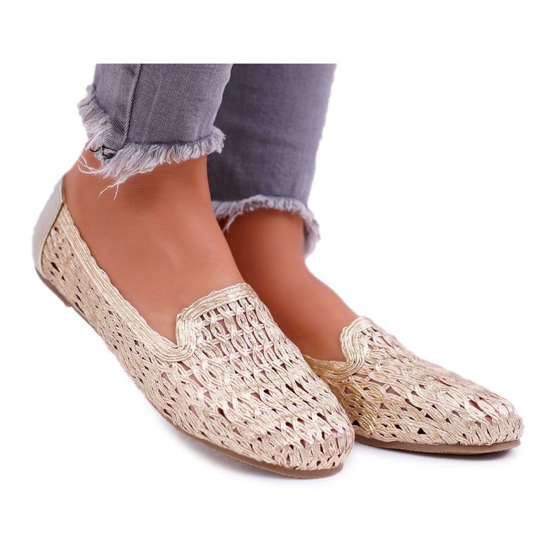 Ballerinor för kvinnor Lu Boo Flätad Golden 4Ever gyllene