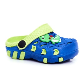 Barn tofflor Foam Crocs Navy Blue Crocodile Casper blå gul