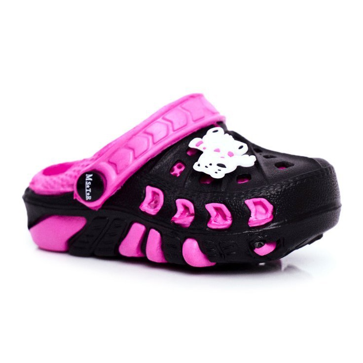 Barntofflor Foam Crocs Black Polar Bear Oddie svart rosa