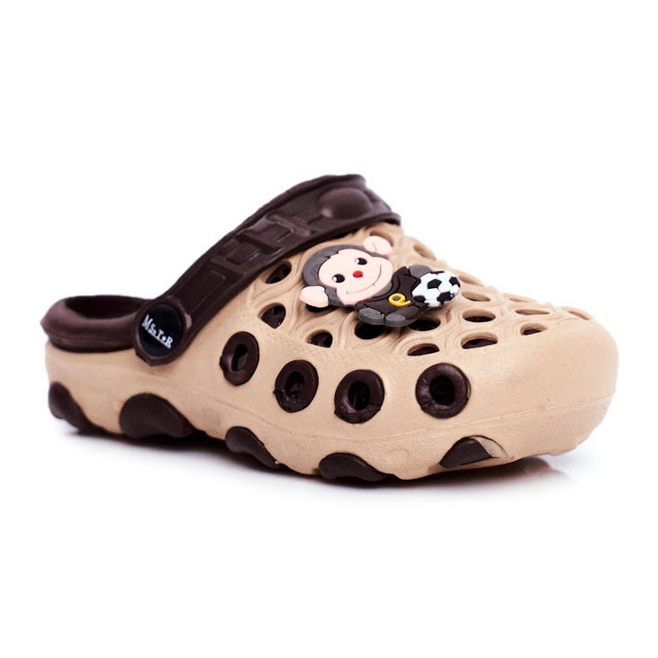Barntofflor Foam Crocs Brown Monkey Footballer brun