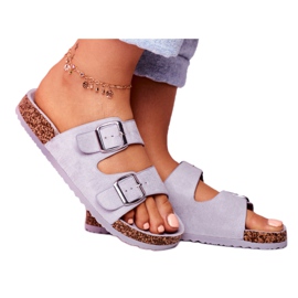 EVE Dam tofflor på kork med spännen grå Si Senor