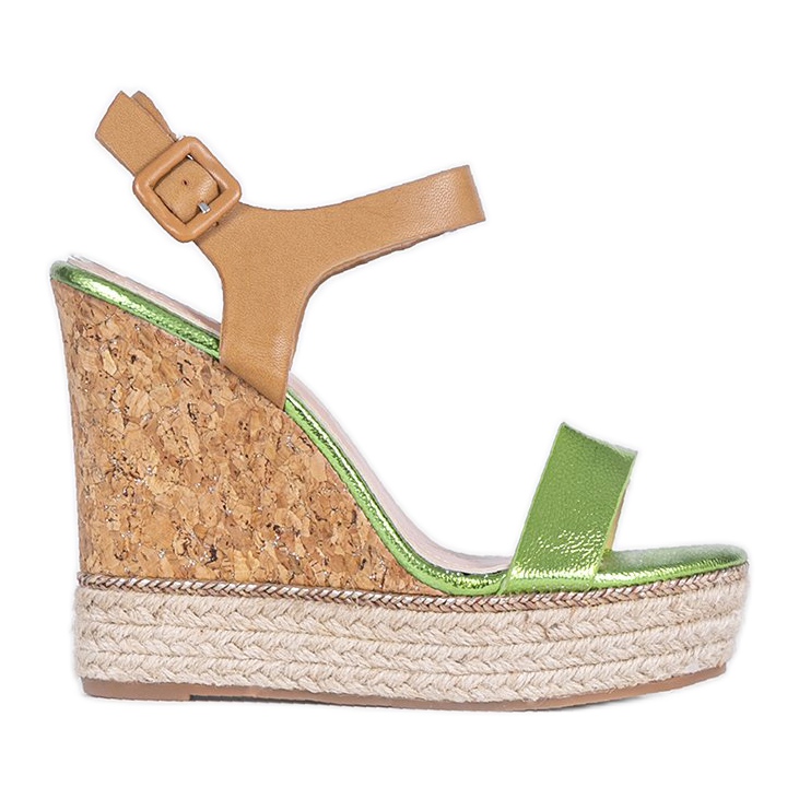 Gröna sandaler med espadrillokil VB76063 beige