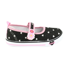 American Club Sneakers ballerina skor kardborrband TEN14 svart rosa grå