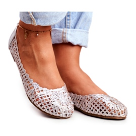Lu Boo Ballerinor för kvinnor Silver Openwork Flätad Carry grå