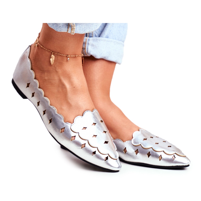 Lu Boo Ballerinor för kvinnor Silver Metallic Dianna grå